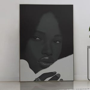 Afroamericano - Afro - Lámina artística - Afro - Chica negra - Melanina - Melanado - Retro - Genial - Funky - Años 70 - Superfly