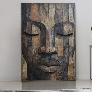 African woodwork carving style wall art poster - Wooden - African art - African American - Afro - Black man - Black art - trendy print