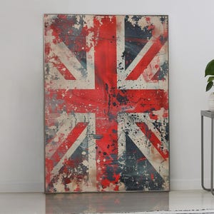Lámina artística con la bandera británica de estilo shabby chic - Decoración de pared con la bandera británica - Arte mural del Reino Unido