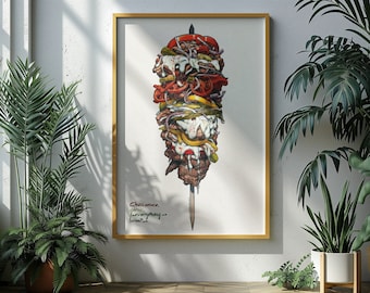 Chilli sauce, garlic, salad everything boss? - food - graffiti - donner kebab - turkish food - British - German - pop art poster