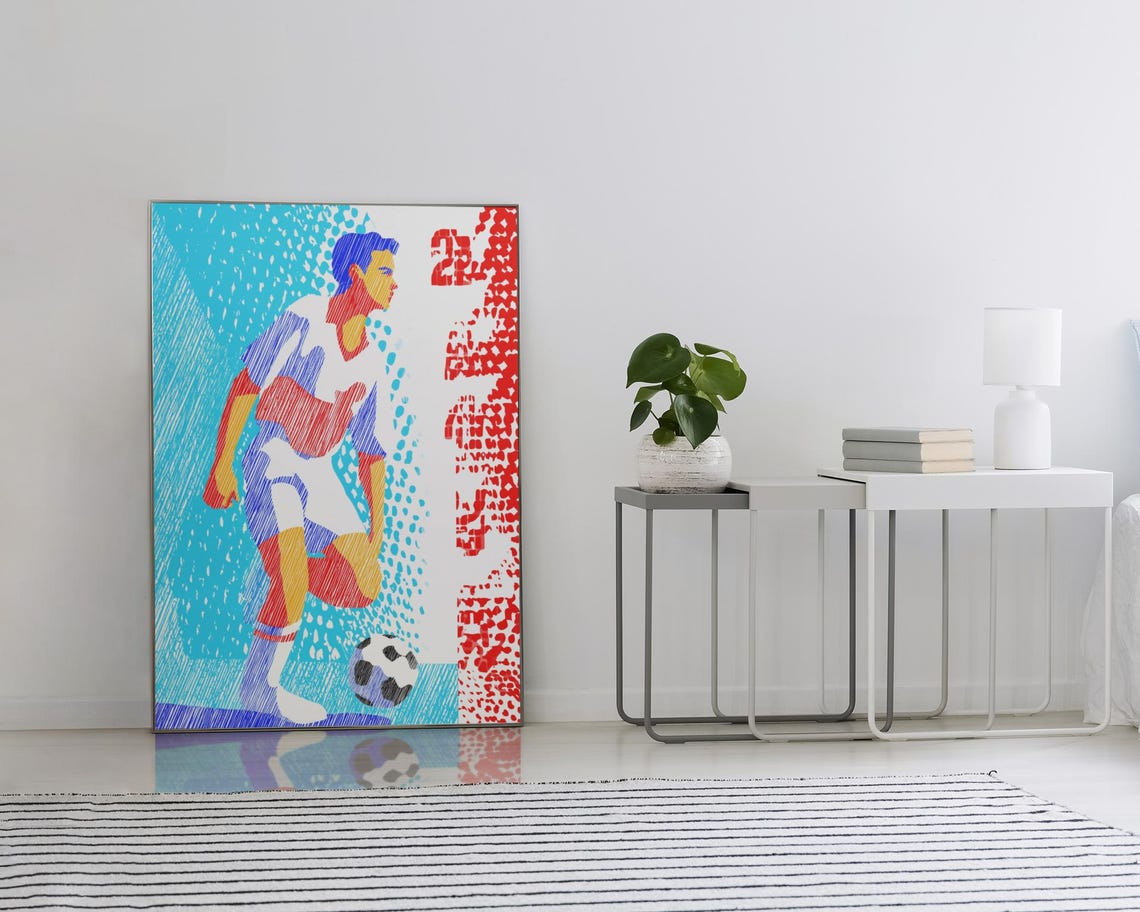 Football Art Print - Football Poster - Soccer - Retro - 90s - 80s - Pop ...