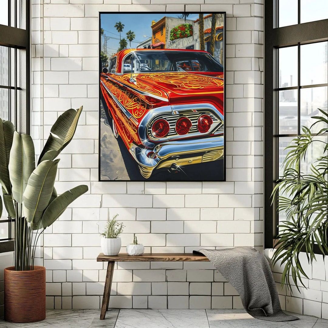 Lowrider Lowrider Cartoon Classic Car Pinstripe Orange - Etsy