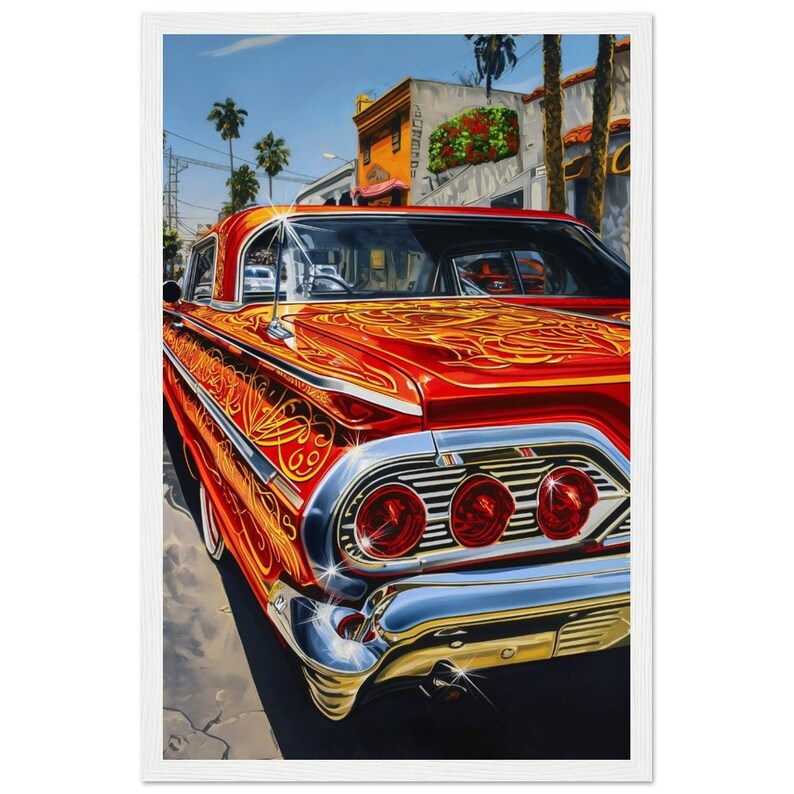 Lowrider Lowrider Cartoon Classic Car Pinstripe Orange - Etsy