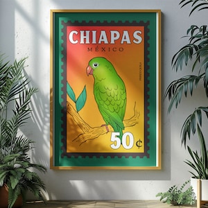 Chiapas Mexico - Vogelbeobachter/Briefmarkensammler Kunst Poster - Reisekunst - Natur - Wandkunst - Wanddekoration