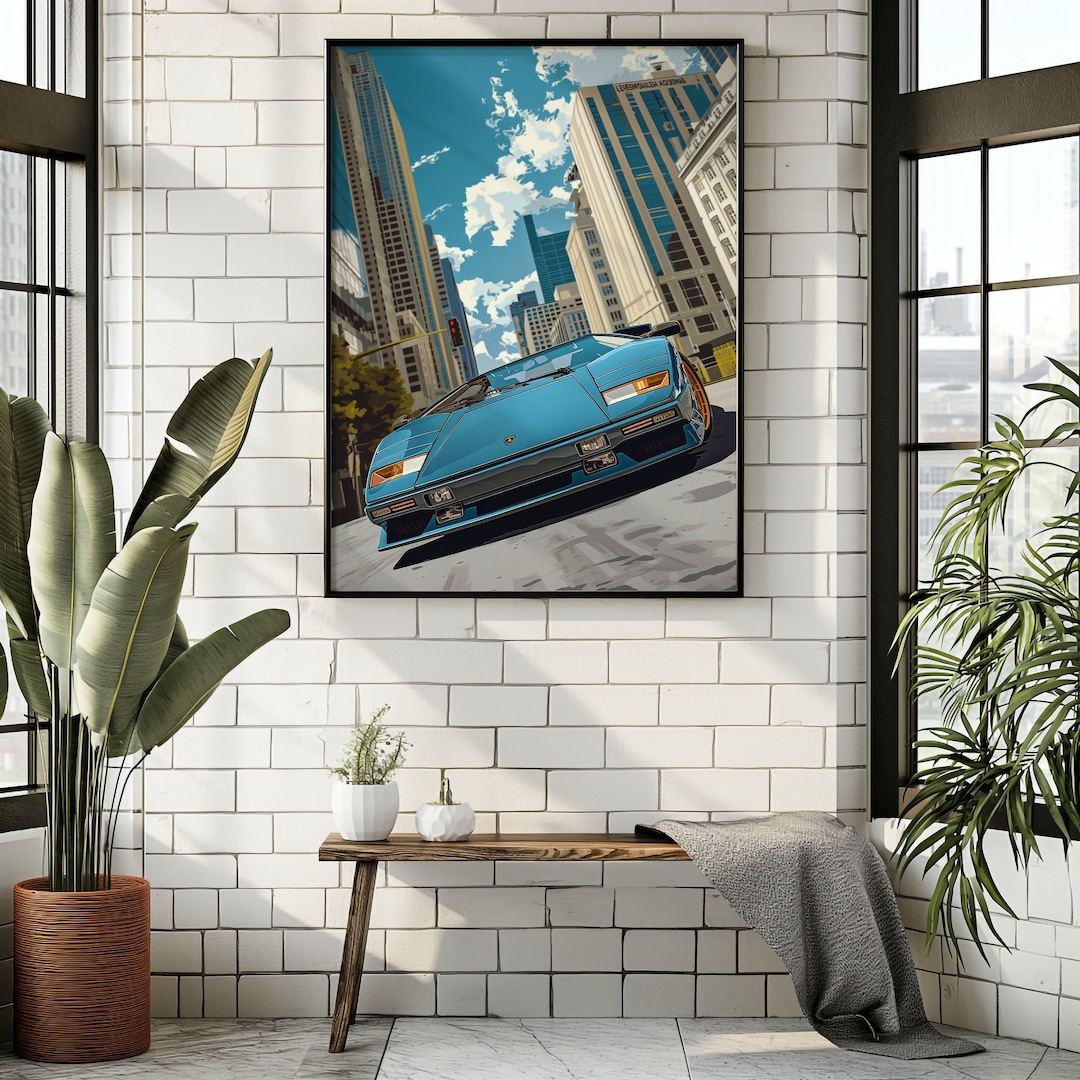 Lambo - 80s - 90s - Poster - Blue - Bedroom - Car - Poster - Etsy