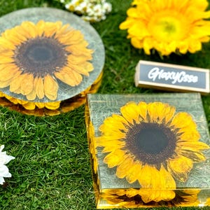 Real Sunflower Block, Resin Paperweight, Sunflower Night Light, Sunflower Ornament,Birthday Gift,Gift for Her, Home Decor,Christmas Gift