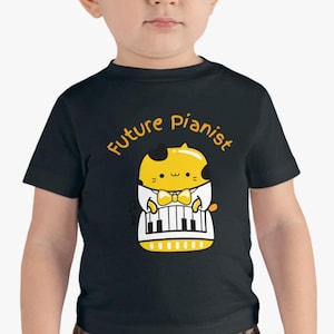 Zukunft Pianist - Säugling Kleinkind Baumwoll Jersey Tee - Niedlich!  2 Farben Schwarz oder Weiß - Größen 6 M-24 M