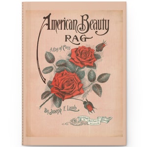Hardcover Journal featuring &quot;American Beauty Rag&quot; Sheet Music Cover, Music Student Notebook, Bujo Journal, Matte Notebook Musician Gift