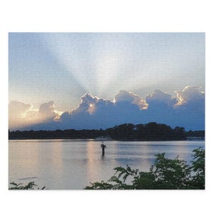 Sunset Wall Art Puzzle (120, 252, 500-Piece) - &quot;Sunset Clouds Monroe Bay Colonial Beach&quot; - fine photography by Dave Tucker
