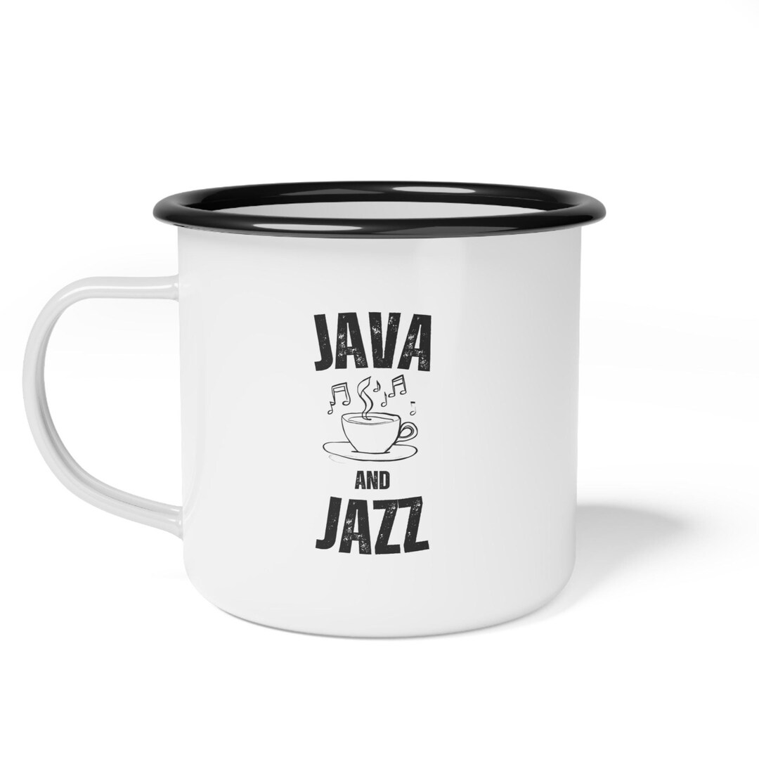 Java Jam Mugs Java and Jazz Enamel Camp Cup 12oz, Black-rimmed - Etsy