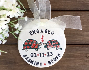 Engagement Ornament - Turtles in Love | Personalized Ornament | Engagement Gift | Ceramic| Wedding Ornament | Turtle Lover Gift Idea