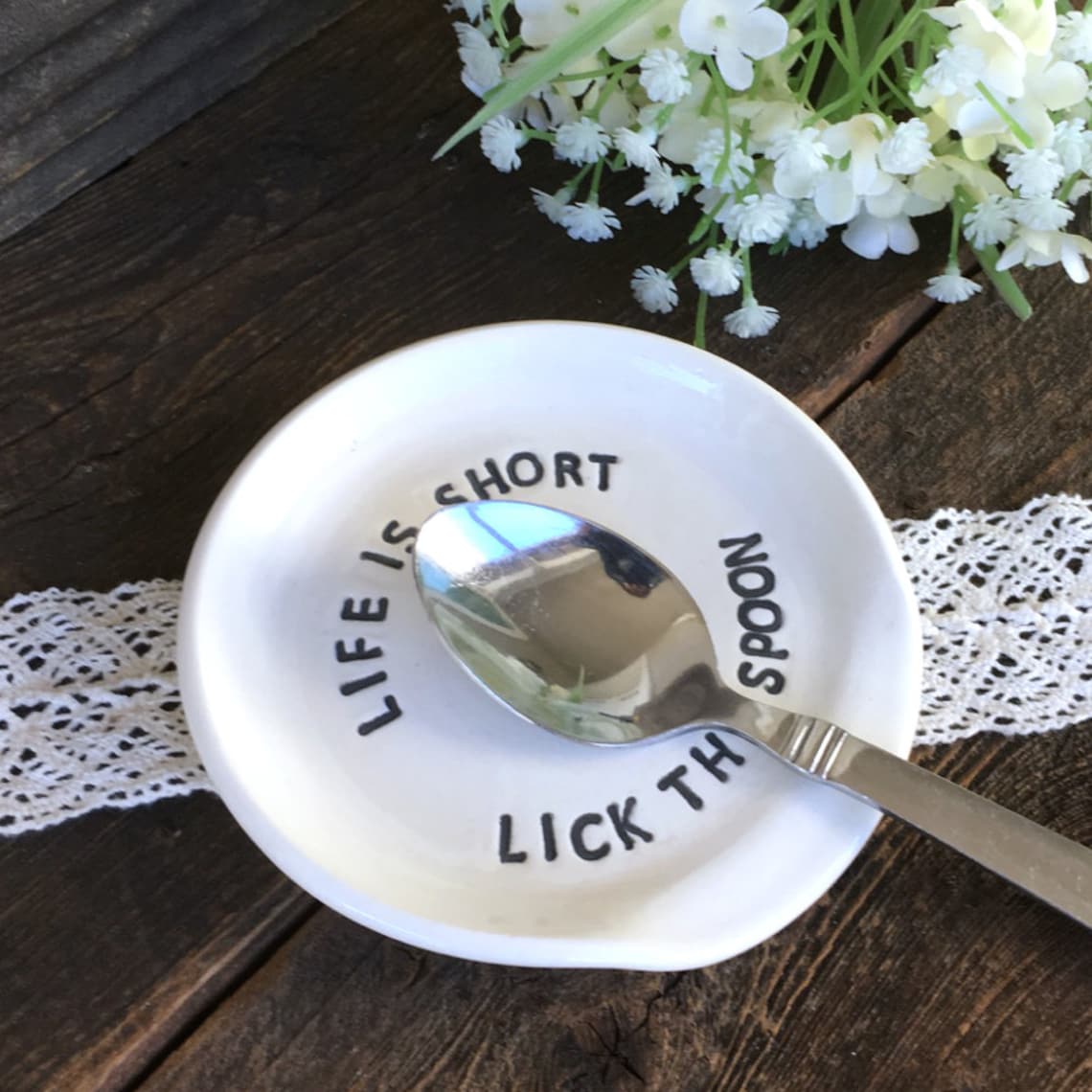 Funny Spoon Rest Life is Short Lick the Spoon Pottery Etsy