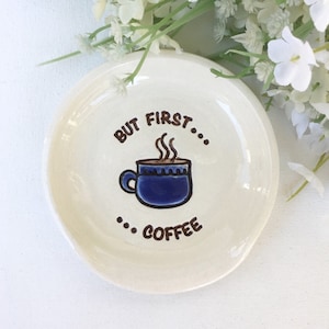 But First Coffee Spoon Rest Funny Spoon Rest Spoon Holder for Stove Ceramic Kitchen Spoon Rest Coffee Lover Gift Coffee Spoon Rest image 1