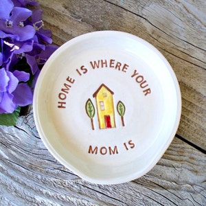 Home is Where Mom Is | Ceramic Kitchen Spoon Rest |  Personalized Spoon Rest Gift For Mom | Pottery Spoon Holder | Spoon Rest for Stove Top