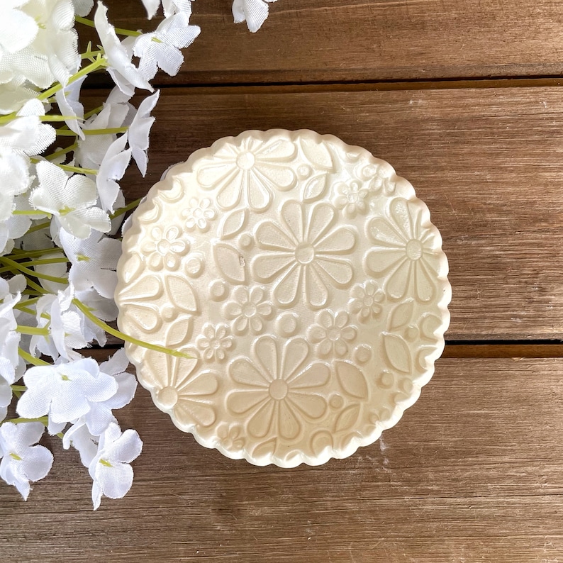 Tiny Ceramic Ring Dish: Delicate Creamy White with Exquisite Texture Perfect for Rings and Small Jewelry Ring Dish Wedding Ring Holder image 3