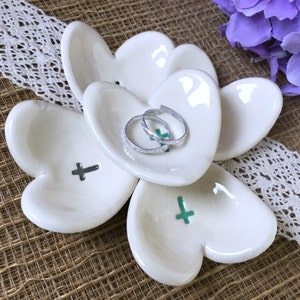 First Communion Favors Tiny Heart Ring Dish with Cross First Holy Communion Keepsake Heart Shaped Favor Baptism Favors Christening image 2