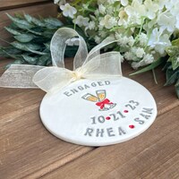 Engagement Ornament Personalized for Future Mr & Mrs | Ceramic Engaged Ornament | Wedding Ornament | Champagne Engagement Celebration
