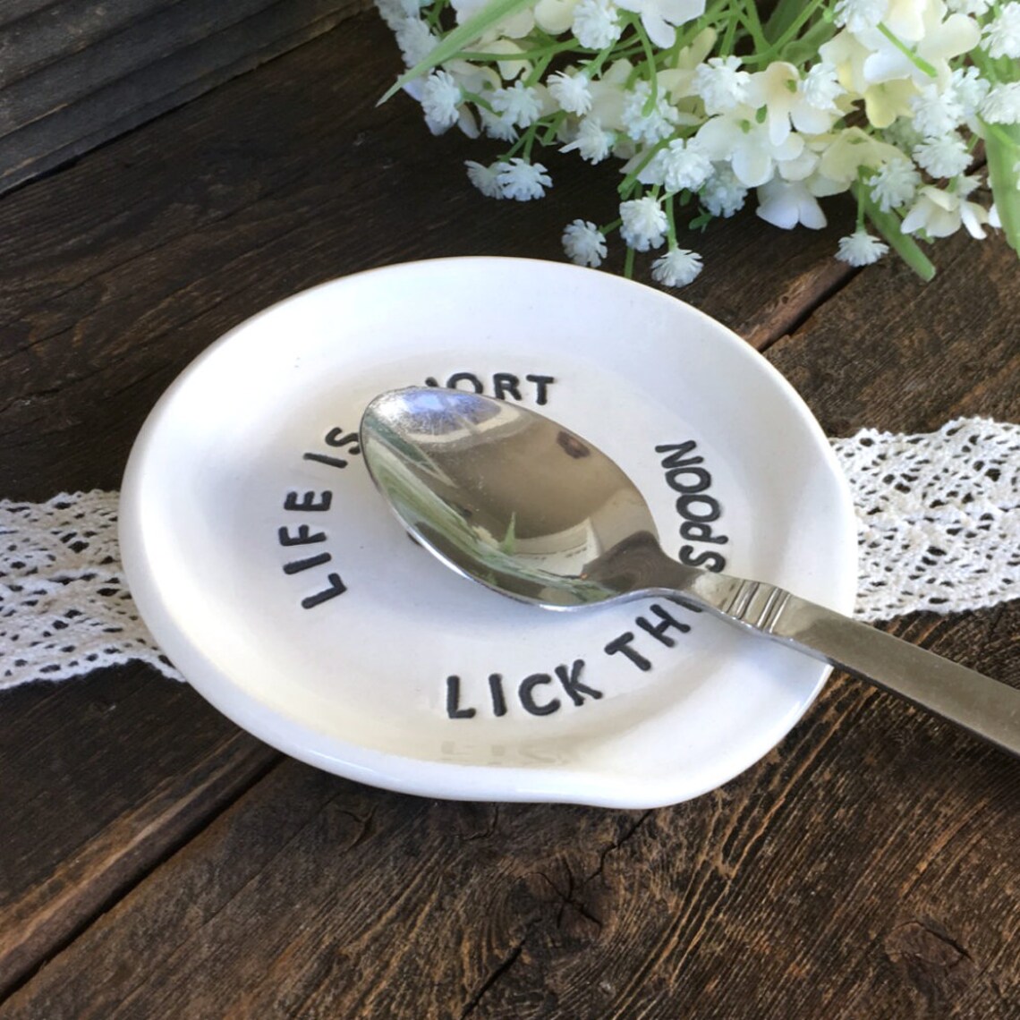 Funny Spoon Rest Life is Short Lick the Spoon Pottery Etsy