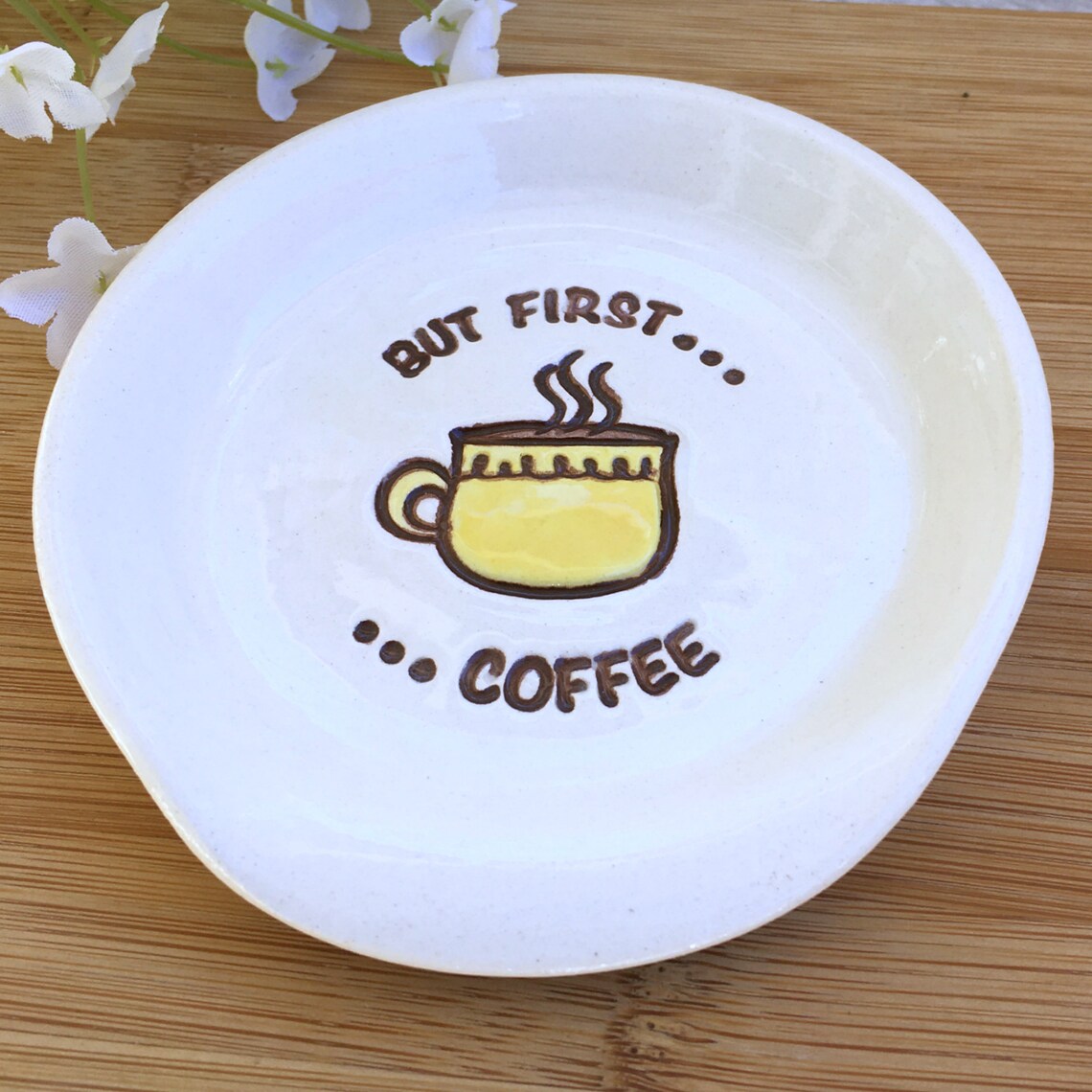 Funny Spoon Rest But First Coffee Pottery Spoon Rest Etsy