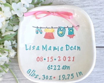 Birth Plate for Baby Girl | Gift for Baby | Baby Girl Gift Personalized | New Mom Gift | New Baby Keepsake Gift