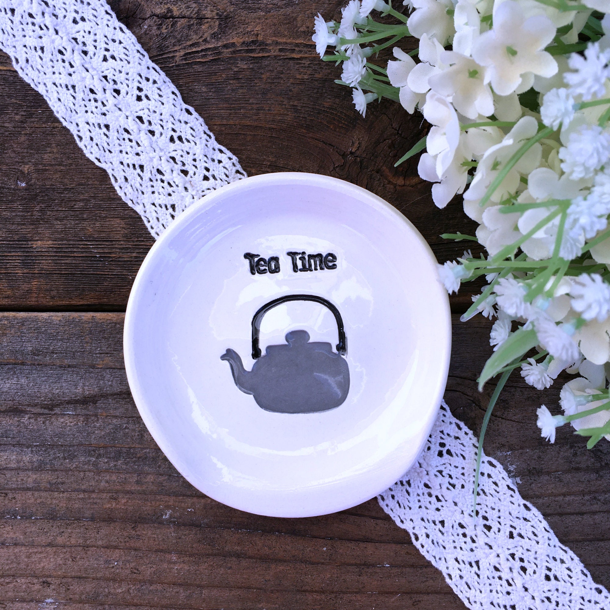 Tea Bag Holder & Spoon Rest Tea Time Kettle Teaspoon Rest Etsy