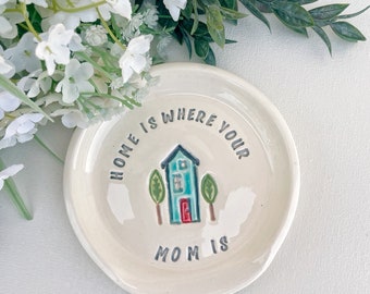 Mother's Day Gift | Home is Where Mom Is | Ceramic Kitchen Spoon Rest |  Personalized Spoon Rest Gift For Mom | Pottery Spoon Holder