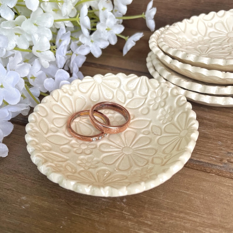 Tiny Ceramic Ring Dish: Delicate Creamy White with Exquisite Texture Perfect for Rings and Small Jewelry Ring Dish Wedding Ring Holder image 7