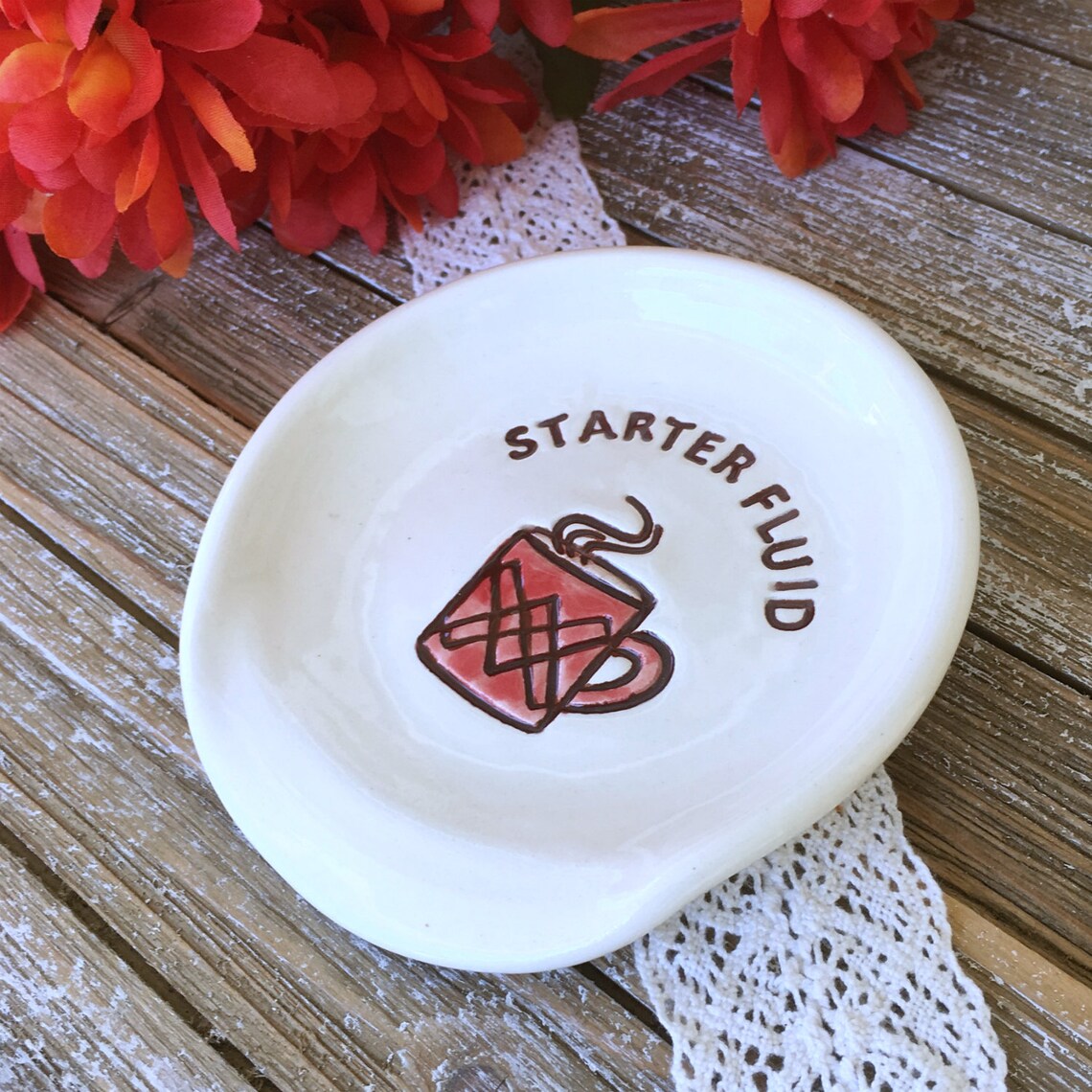 Funny Spoon Rest Starter Fluid Pottery Spoon Rest Etsy