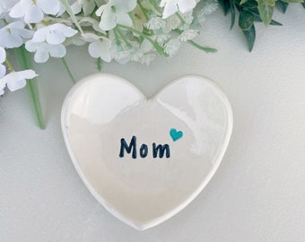 Last Minute Mother's Day Gift - Heart Shaped Gift Dish for Mom | Personalized Ring Dish / Trinket Dish Ready To Ship