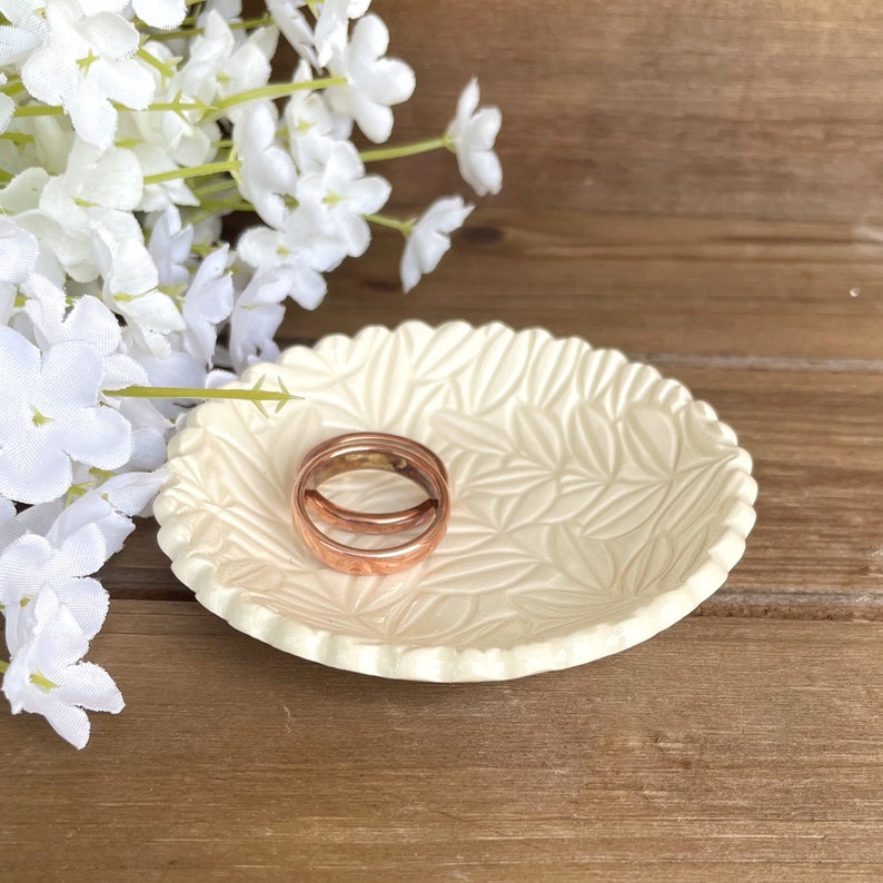 Tiny Ceramic Ring Dish: Delicate Creamy White with Exquisite Texture Perfect for Rings and Small Jewelry Ring Dish Wedding Ring Holder image 5