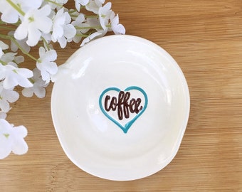 Coffee Lovers Spoon Rest | Mini Teaspoon Rest | Coffee Lovers Gift | Coffee Spoon Holder | Ceramic Spoon Rest | Kitchen Spoon Rest