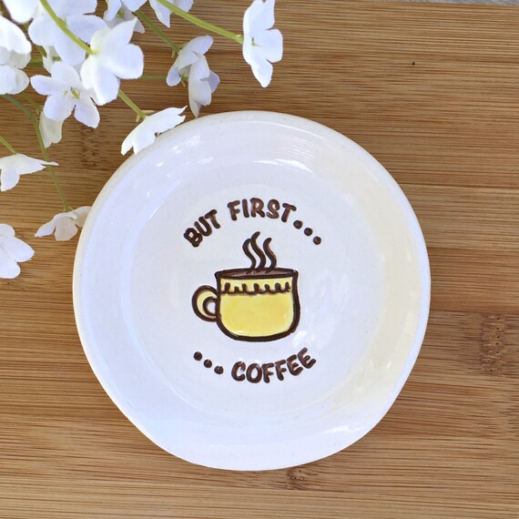 Funny Spoon Rest But First Coffee Pottery Spoon Rest Etsy