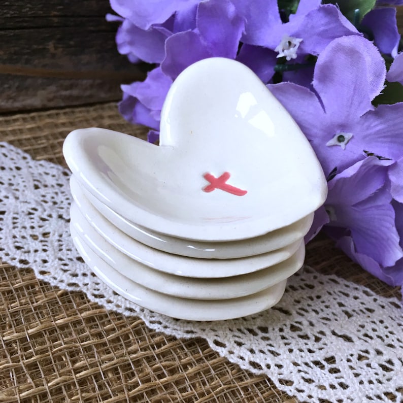 First Communion Favors Tiny Heart Ring Dish with Cross First Holy Communion Keepsake Heart Shaped Favor Baptism Favors Christening image 4