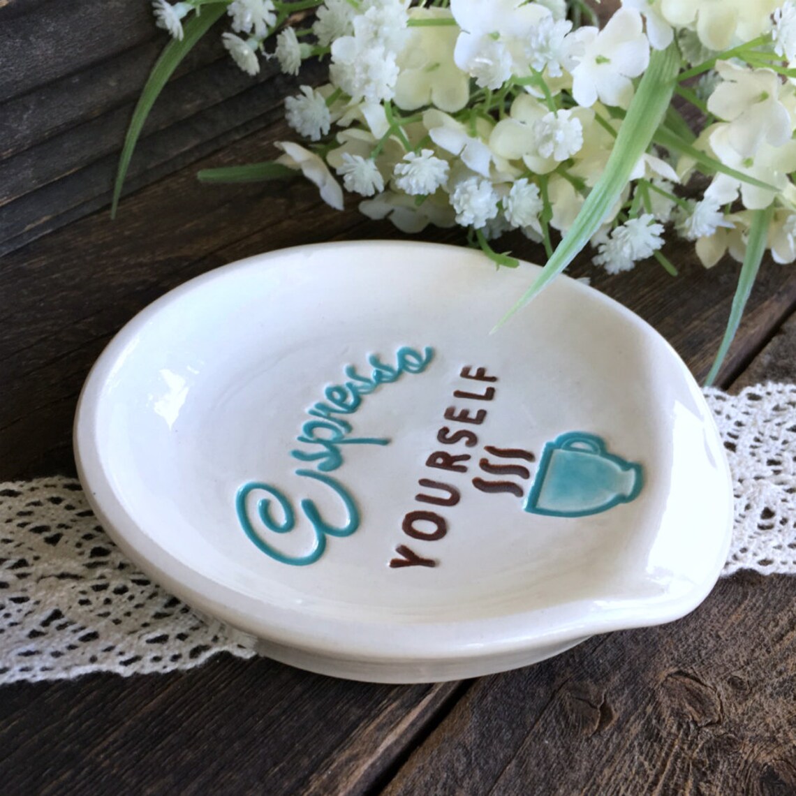 Funny Spoon Rest Espresso Yourself Pottery Spoon Rest Etsy