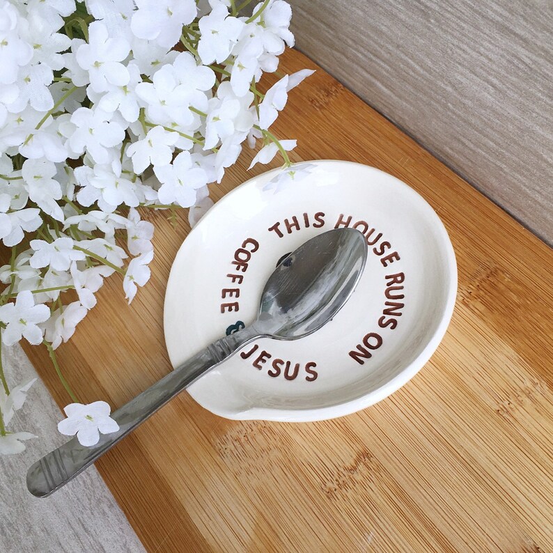 Coffee & Jesus Ceramic Kitchen Spoon Rest Funny Spoon Rest Etsy