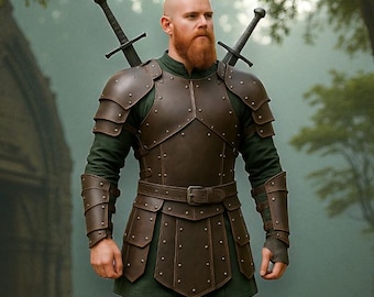 Conjunto de armadura medieval de couro feito à mão: traje de cosplay renascentista personalizado