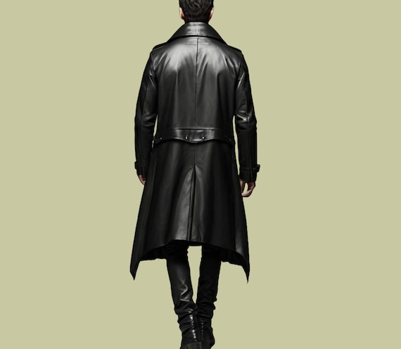 Real Leather Men Trench Coat Handmade Black Leather Coat Genuine Leather Men Long Coat Classic Leather Winter Coat Gift for Him Etsy Canada