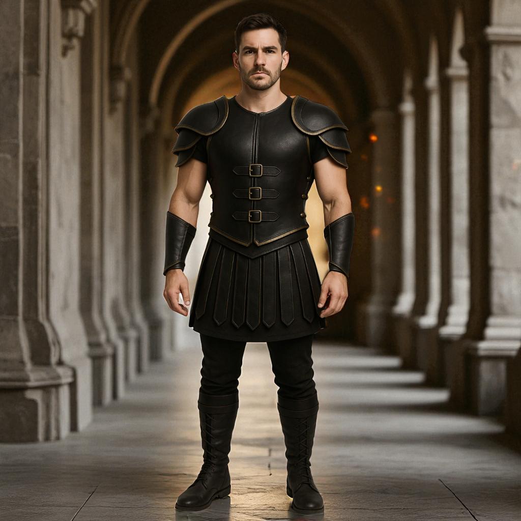 Handmade Black Leather Roman Warrior Armor Set: Gladiator Cosplay ...