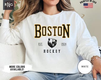 Boston Hockey Shirt, Bruin Hockey Sweatshirt, Boston Hockey Crewneck, Boston Sports Fan Apparel, Bruin Hockey Fan Gift Idea, Hockey Mom