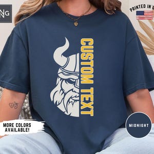 Personalized Vikings Team Shirt, Gameday Vikings Shirt, Custom Team Sports Apparel, Custom Text and Color, Custom Mom Team Shirt