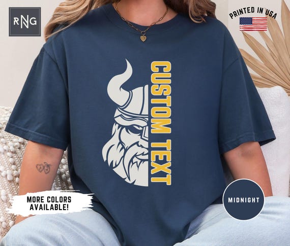 Personalized Vikings Team Shirt, Gameday Vikings Shirt, Custom Team Sports Apparel, Custom Text and Color, Custom Mom Team Shirt