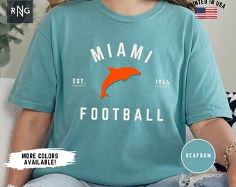 マイアミ フットボール ヴィンテージ T シャツ、レトロ ドルフィン
