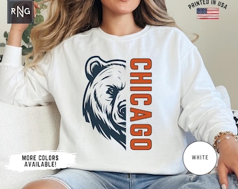 Chicago Football Sweatshirt, Bear Football Gameday Sweatshirt, Chicago Football Crewneck, Chicago Sports Apparel, Retro Bear Football Gift