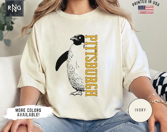 Pittsburgh hockeyshirt, retro pinguïn hockeyshirt, pinguïn hockey gameday shirt, Pittsburgh sportfankleding, pinguïn fan cadeau idee