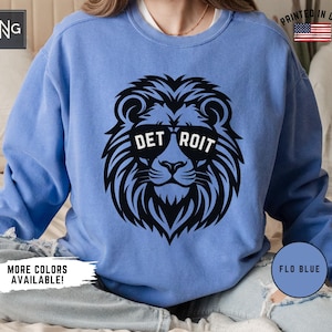 Sudadera de fútbol americano de Detroit, sudadera de día de partido de los Lions, cuello redondo de los Lions, ropa deportiva de Detroit, regalo retro de los Lions