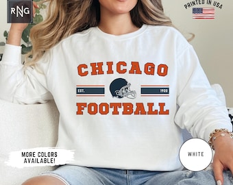 Chicago Football Sweatshirt, Bear Football Gameday Sweatshirt, Chicago Football Crewneck, Chicago Sports Apparel, Retro Bear Football Gift