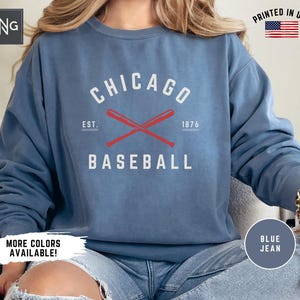 Chicago Baseball Sweatshirt, Retro Cub Baseball Sweatshirt, Cub Baseball Crewneck, Chicago Sports Fan Apparel, Retro Cub Fan Gift