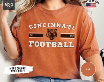 Camiseta de fútbol de Cincinnati, camiseta de fútbol de los Bengals para el día del partido, ropa de fútbol de Cincinnati, ropa deportiva de Cincinnati, regalo retro de fútbol de los Bengals