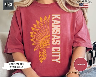 Camisa de futebol do Kansas City, camisa de jogo do Chief Football, vestuário de futebol do Kansas City, fã de esportes do Kansas City, presente de futebol retrô do Chief