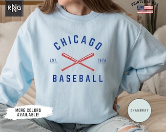 Chicago Baseball Sweatshirt, Retro Cub Baseball Sweatshirt, Cub Baseball Crewneck, Chicago Sports Fan Apparel, Retro Cub Fan Gift